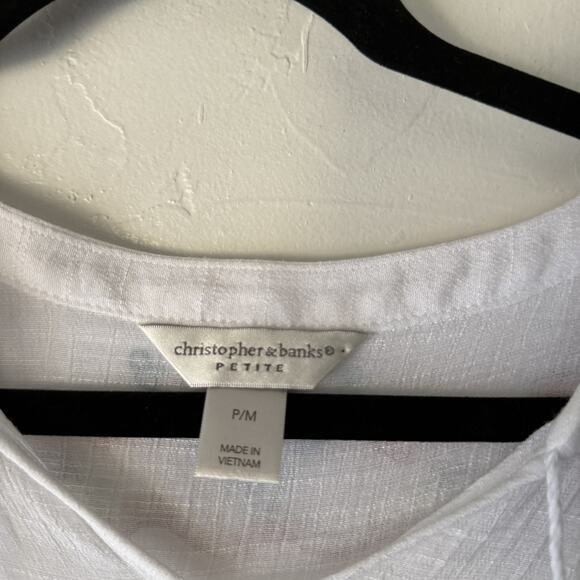 Christopher & Banks Shirt Womens Petite Medium Embroidered‎ Paisley Boho Top - Picture 7 of 9